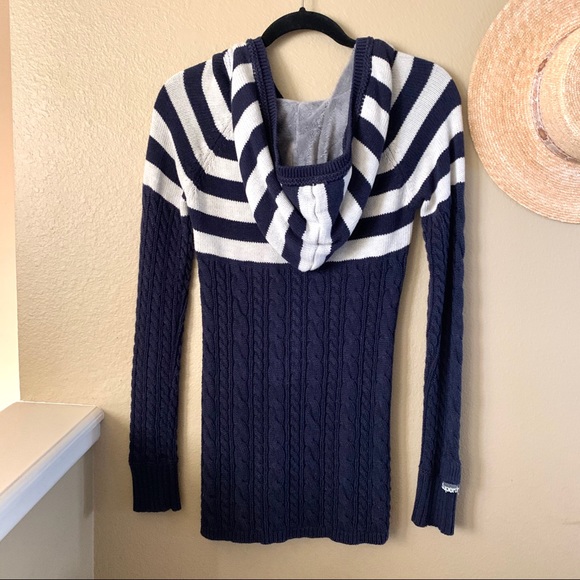 SUPERDRY Knitted Hoodie V neck Sweater - Picture 2 of 7